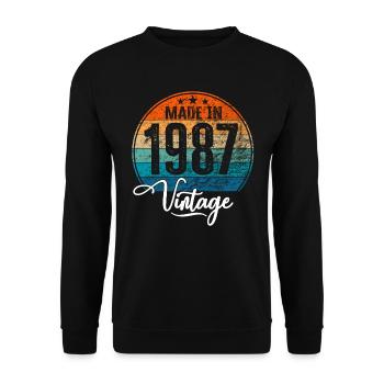 Millésime Fabriqué en 1987 Année de naissance 1987 Anniversaire - Sweat-shirt Unisexe - noir - Devant - Alina (178cm) & Michal (187cm)