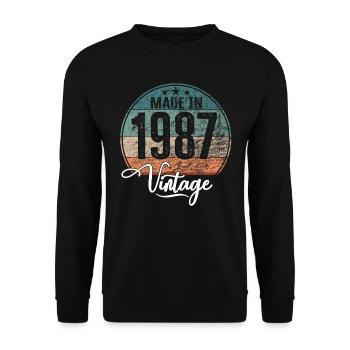 Millésime Fabriqué en 1987 Année de naissance 1987 Anniversaire - Sweat-shirt Unisexe - noir - Devant - Alina (178cm) & Michal (187cm)
