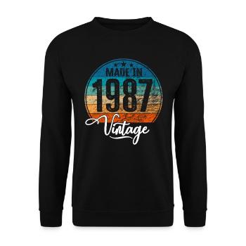 Millésime Fabriqué en 1987 Année de naissance 1987 Anniversaire - Sweat-shirt Unisexe - noir - Devant - Alina (178cm) & Michal (187cm)
