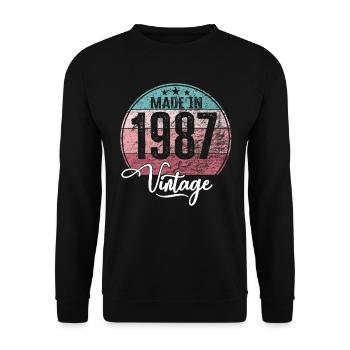 Millésime Fabriqué en 1987 Année de naissance 1987 Anniversaire - Sweat-shirt Unisexe - noir - Devant - Alina (178cm) & Michal (187cm)