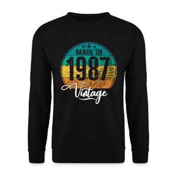 Millésime Fabriqué en 1987 Année de naissance 1987 Anniversaire - Sweat-shirt Unisexe - noir - Devant - Alina (178cm) & Michal (187cm)