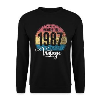 Millésime Fabriqué en 1987 Année de naissance 1987 Anniversaire - Sweat-shirt Unisexe - noir - Devant - Alina (178cm) & Michal (187cm)