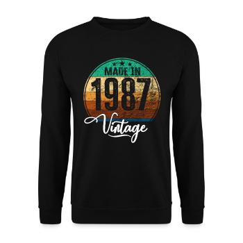 Millésime Fabriqué en 1987 Année de naissance 1987 Anniversaire - Sweat-shirt Unisexe - noir - Devant - Alina (178cm) & Michal (187cm)
