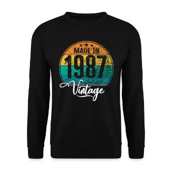 Millésime Fabriqué en 1987 Année de naissance 1987 Anniversaire - Sweat-shirt Unisexe - noir - Devant - Alina (178cm) & Michal (187cm)