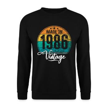Millésime Fabriqué en 1986 Année de naissance 1986 Anniversaire - Sweat-shirt Unisexe - noir - Devant - Alina (178cm) & Michal (187cm)