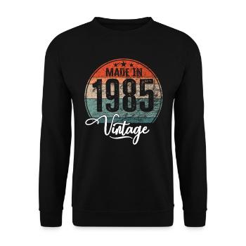Millésime Fabriqué en 1985 Année de naissance 1985 Anniversaire - Sweat-shirt Unisexe - noir - Devant - Alina (178cm) & Michal (187cm)