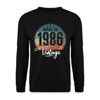 Millésime Fabriqué en 1986 Année de naissance 1986 Anniversaire - Sweat-shirt Unisexe - noir - Devant - Alina (178cm) & Michal (187cm)