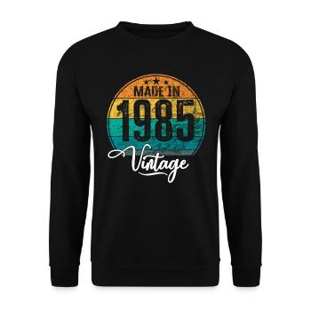 Millésime Fabriqué en 1985 Année de naissance 1985 Anniversaire - Sweat-shirt Unisexe - noir - Devant - Alina (178cm) & Michal (187cm)