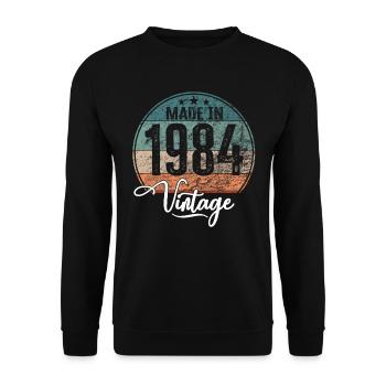 Millésime Fabriqué en 1984 Année de naissance 1984 Anniversaire - Sweat-shirt Unisexe - noir - Devant - Alina (178cm) & Michal (187cm)