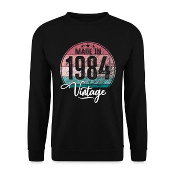 Millésime Fabriqué en 1984 Année de naissance 1984 Anniversaire - Sweat-shirt Unisexe - noir - Devant - Alina (178cm) & Michal (187cm)