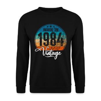 Millésime Fabriqué en 1984 Année de naissance 1984 Anniversaire - Sweat-shirt Unisexe - noir - Devant - Alina (178cm) & Michal (187cm)
