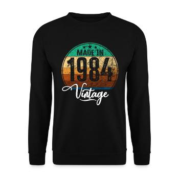Millésime Fabriqué en 1984 Année de naissance 1984 Anniversaire - Sweat-shirt Unisexe - noir - Devant - Alina (178cm) & Michal (187cm)