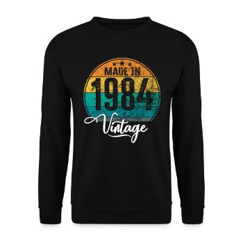 Millésime Fabriqué en 1984 Année de naissance 1984 Anniversaire - Sweat-shirt Unisexe - noir - Devant - Alina (178cm) & Michal (187cm)