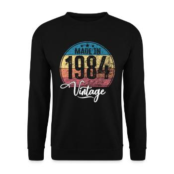 Millésime Fabriqué en 1984 Année de naissance 1984 Anniversaire - Sweat-shirt Unisexe - noir - Devant - Alina (178cm) & Michal (187cm)