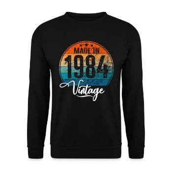 Millésime Fabriqué en 1984 Année de naissance 1984 Anniversaire - Sweat-shirt Unisexe - noir - Devant - Alina (178cm) & Michal (187cm)