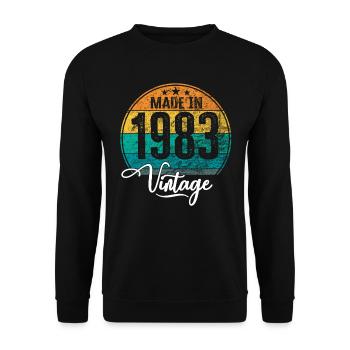 Vintage Made in 1983 Geburtsjahr 1983 Geburtstag - Unisex Pullover - Schwarz - Vorne - Alina (178cm) & Michal (187cm)