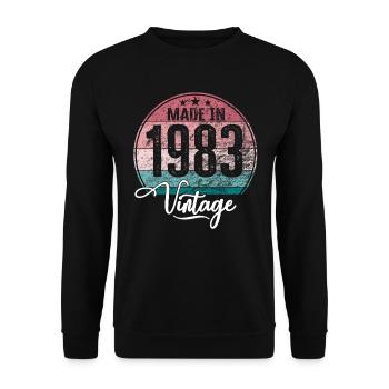 Vintage Made in 1983 Geburtsjahr 1983 Geburtstag - Unisex Pullover - Schwarz - Vorne - Alina (178cm) & Michal (187cm)