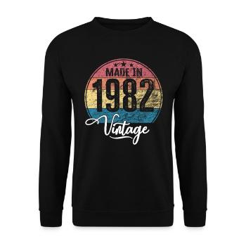 Vintage Made in 1982 Year of birth 1982 Birthday - Unisex Sweatshirt - black - Front - Alina (178cm) & Michal (187cm)