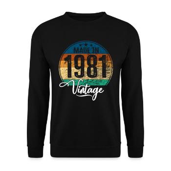 Millésime Fabriqué en 1981 Année de naissance 1981 Anniversaire - Sweat-shirt Unisexe - noir - Devant - Alina (178cm) & Michal (187cm)