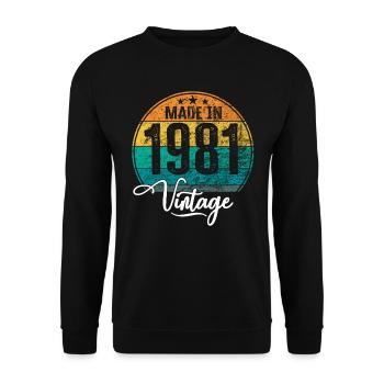 Millésime Fabriqué en 1981 Année de naissance 1981 Anniversaire - Sweat-shirt Unisexe - noir - Devant - Alina (178cm) & Michal (187cm)