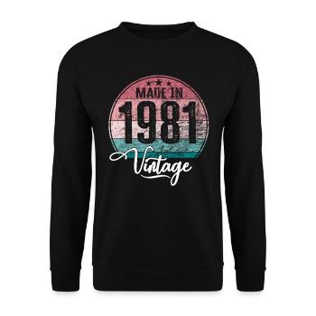 Millésime Fabriqué en 1981 Année de naissance 1981 Anniversaire - Sweat-shirt Unisexe - noir - Devant - Alina (178cm) & Michal (187cm)
