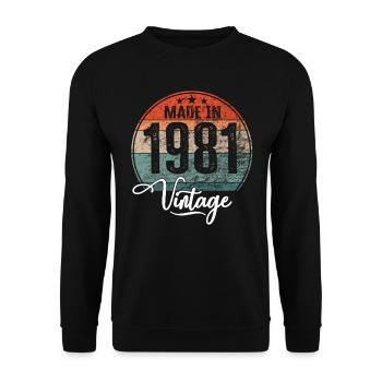 Millésime Fabriqué en 1981 Année de naissance 1981 Anniversaire - Sweat-shirt Unisexe - noir - Devant - Alina (178cm) & Michal (187cm)