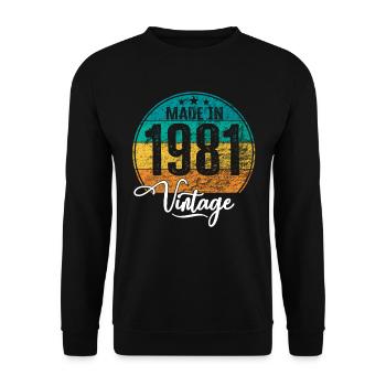Millésime Fabriqué en 1981 Année de naissance 1981 Anniversaire - Sweat-shirt Unisexe - noir - Devant - Alina (178cm) & Michal (187cm)