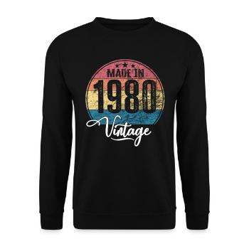 Millésime Fabriqué en 1980 Année de naissance 1980 Anniversaire - Sweat-shirt Unisexe - noir - Devant - Alina (178cm) & Michal (187cm)