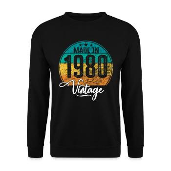 Millésime Fabriqué en 1980 Année de naissance 1980 Anniversaire - Sweat-shirt Unisexe - noir - Devant - Alina (178cm) & Michal (187cm)