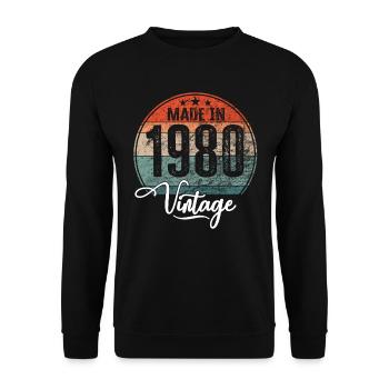 Millésime Fabriqué en 1980 Année de naissance 1980 Anniversaire - Sweat-shirt Unisexe - noir - Devant - Alina (178cm) & Michal (187cm)