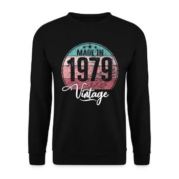 Vintage Made in 1979 Geburtsjahr 1979 Geburtstag - Unisex Pullover - Schwarz - Vorne - Alina (178cm) & Michal (187cm)