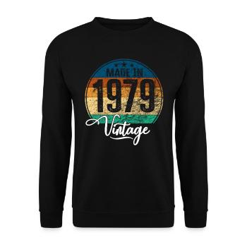 Vintage Made in 1979 Year of birth 1979 Birthday - Unisex Sweatshirt - black - Front - Alina (178cm) & Michal (187cm)
