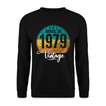 Vintage Made in 1979 Geburtsjahr 1979 Geburtstag - Unisex Pullover - Schwarz - Vorne - Alina (178cm) & Michal (187cm)
