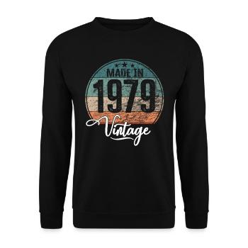 Vintage Made in 1979 Geburtsjahr 1979 Geburtstag - Unisex Pullover - Schwarz - Vorne - Alina (178cm) & Michal (187cm)