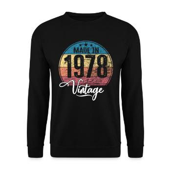 Millésime Fabriqué en 1978 Année de naissance 1978 Anniversaire - Sweat-shirt Unisexe - noir - Devant - Alina (178cm) & Michal (187cm)