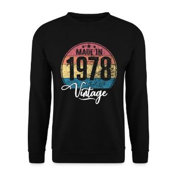 Millésime Fabriqué en 1978 Année de naissance 1978 Anniversaire - Sweat-shirt Unisexe - noir - Devant - Alina (178cm) & Michal (187cm)