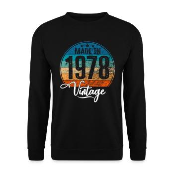 Millésime Fabriqué en 1978 Année de naissance 1978 Anniversaire - Sweat-shirt Unisexe - noir - Devant - Alina (178cm) & Michal (187cm)