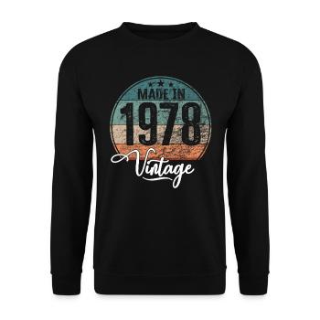 Millésime Fabriqué en 1978 Année de naissance 1978 Anniversaire - Sweat-shirt Unisexe - noir - Devant - Alina (178cm) & Michal (187cm)