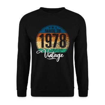 Vintage Fabriqué en 1978 Année de naissance 1978 Anniversaire - Sweat-shirt Unisexe - noir - Devant - Alina (178cm) & Michal (187cm)