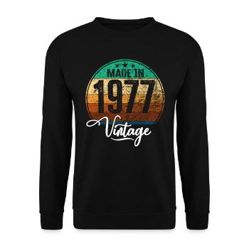 Millésime Fabriqué en 1977 Année de naissance 1977 Anniversaire - Sweat-shirt Unisexe - noir - Devant - Alina (178cm) & Michal (187cm)
