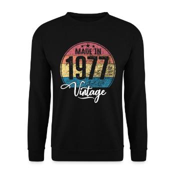 Millésime Fabriqué en 1977 Année de naissance 1977 Anniversaire - Sweat-shirt Unisexe - noir - Devant - Alina (178cm) & Michal (187cm)