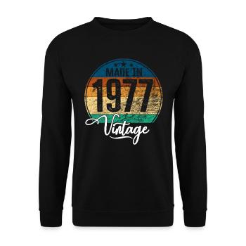Millésime Fabriqué en 1977 Année de naissance 1977 Anniversaire - Sweat-shirt Unisexe - noir - Devant - Alina (178cm) & Michal (187cm)