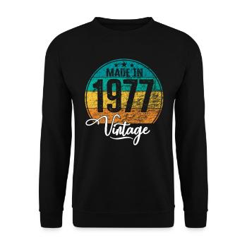Vintage Fabriqué en 1977 Année de naissance 1977 Anniversaire - Sweat-shirt Unisexe - noir - Devant - Alina (178cm) & Michal (187cm)