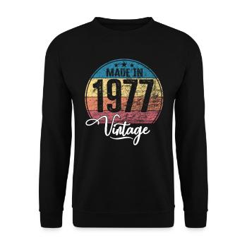 Millésime Fabriqué en 1977 Année de naissance 1977 Anniversaire - Sweat-shirt Unisexe - noir - Devant - Alina (178cm) & Michal (187cm)
