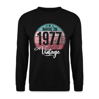 Millésime Fabriqué en 1977 Année de naissance 1977 Anniversaire - Sweat-shirt Unisexe - noir - Devant - Alina (178cm) & Michal (187cm)