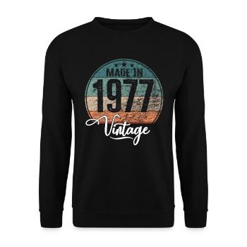 Millésime Fabriqué en 1977 Année de naissance 1977 Anniversaire - Sweat-shirt Unisexe - noir - Devant - Alina (178cm) & Michal (187cm)