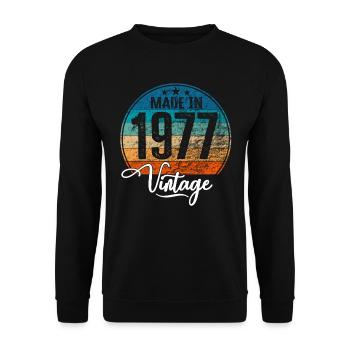 Millésime Fabriqué en 1977 Année de naissance 1977 Anniversaire - Sweat-shirt Unisexe - noir - Devant - Alina (178cm) & Michal (187cm)