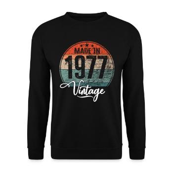 Millésime Fabriqué en 1977 Année de naissance 1977 Anniversaire - Sweat-shirt Unisexe - noir - Devant - Alina (178cm) & Michal (187cm)