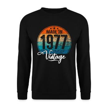 Vintage Fabriqué en 1977 Année de naissance 1977 Anniversaire - Sweat-shirt Unisexe - noir - Devant - Alina (178cm) & Michal (187cm)