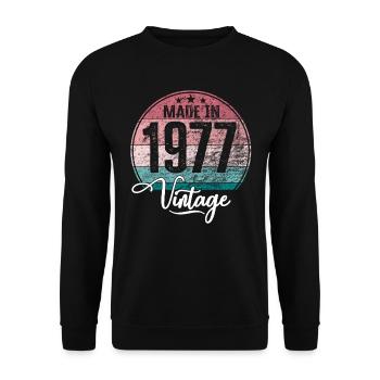 Millésime Fabriqué en 1977 Année de naissance 1977 Anniversaire - Sweat-shirt Unisexe - noir - Devant - Alina (178cm) & Michal (187cm)